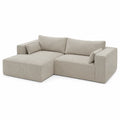 Sofá Modular en Esquina de Tela Beige con Chaise Longue 280x150x90 cm