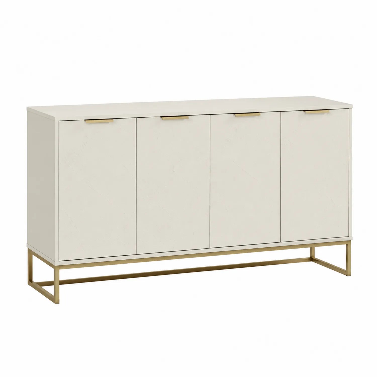 Aparador de Madera y Metal Blanco 160x40x80 cm