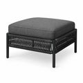 Ottoman de aluminio tejido negro con cojín de espuma gris exterior 70x70x40 cm