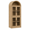 Librería de Roble con Puertas de Vidrio Templado 200x80x40 cm