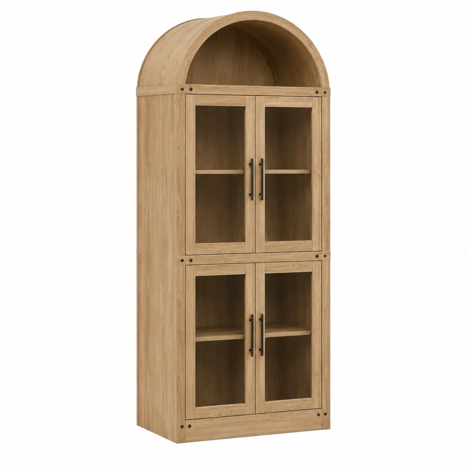 Librería de Roble con Puertas de Vidrio Templado 200x80x40 cm