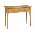 Mesa consola de madera de roble con dos cajones