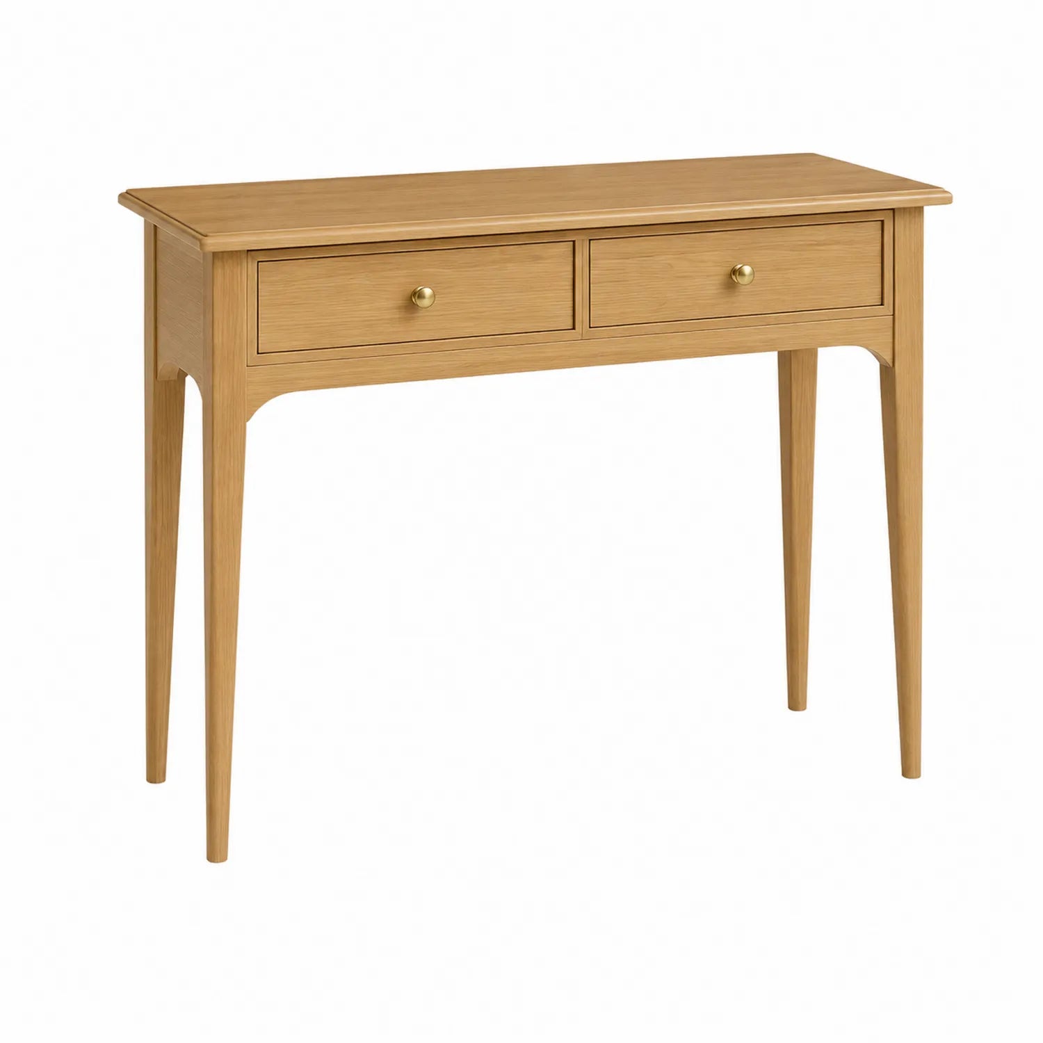 Mesa consola de madera de roble con dos cajones