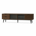 Mueble para TV de madera y vidrio estriado 180 cm marrón/negro