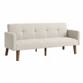 Sofá de tela beige con patas de madera 3 plazas