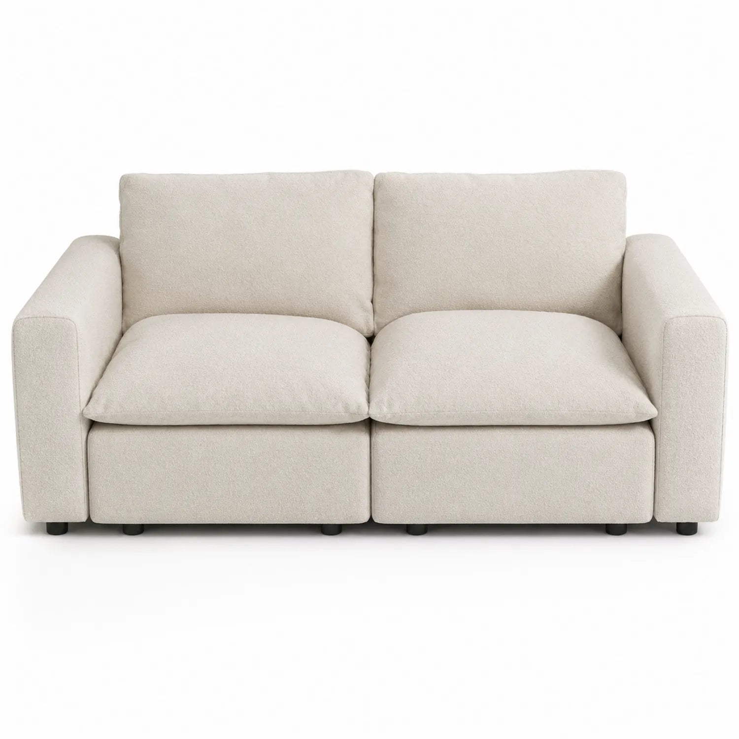 Sofá de 2 plazas de tela beige 180x90x85 cm