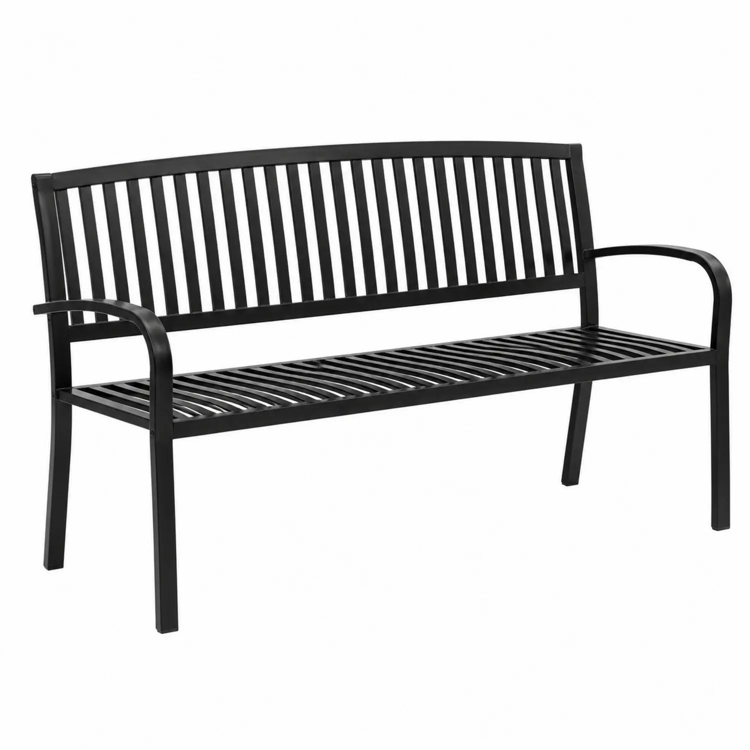 Banco de metal negro para exteriores 127x60x85 cm