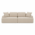 Sofá modular de tela beige con cojines, 2 piezas, 280cm