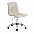 Silla Giratoria de Tela Beige con Base Cromada