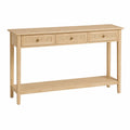 Mesa consola de madera con cajones de mimbre beige 120x30x80 cm