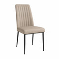 Silla de comedor de cuero sintético beige con patas de metal negro