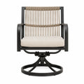 Silla Giratoria de Aluminio con Respaldo de Cuerda Sintética y Cojín Beige