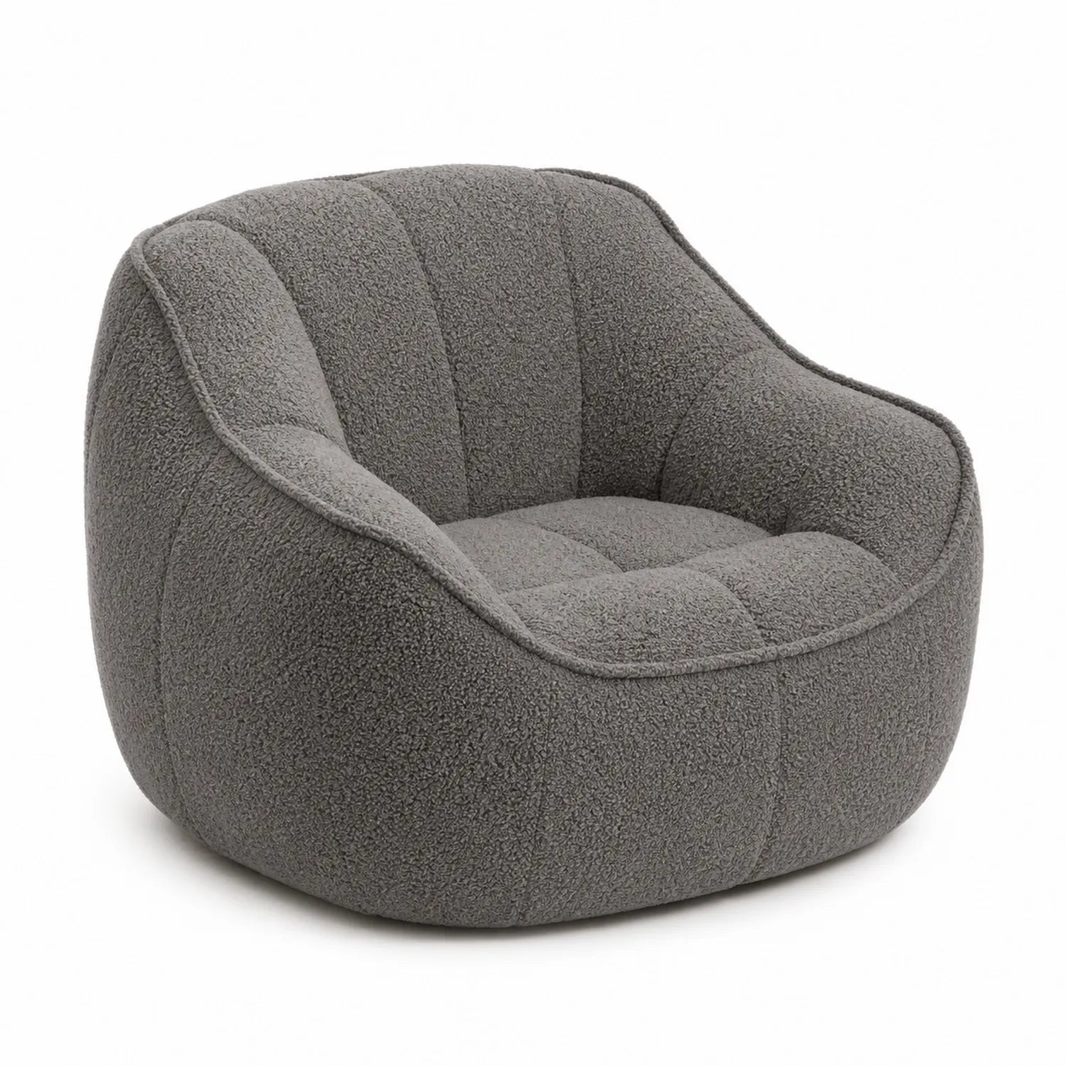 Butaca de salón gris de tejido boucle