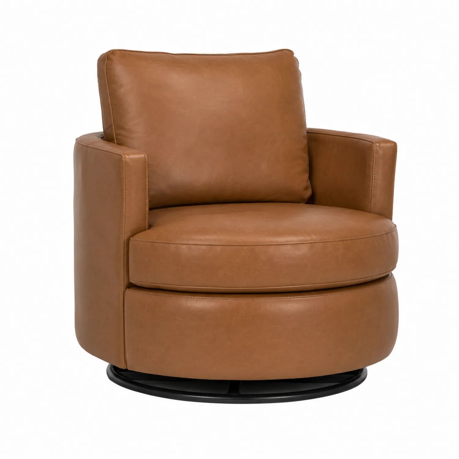 Silla giratoria de cuero sintético con base de metal