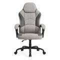 Silla de oficina ergonómica con tapizado de poliéster gris y base de acero