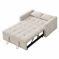 Sofá cama de poliéster beige con colchón plegable