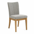 Silla de comedor de poliéster gris con estructura de madera de roble