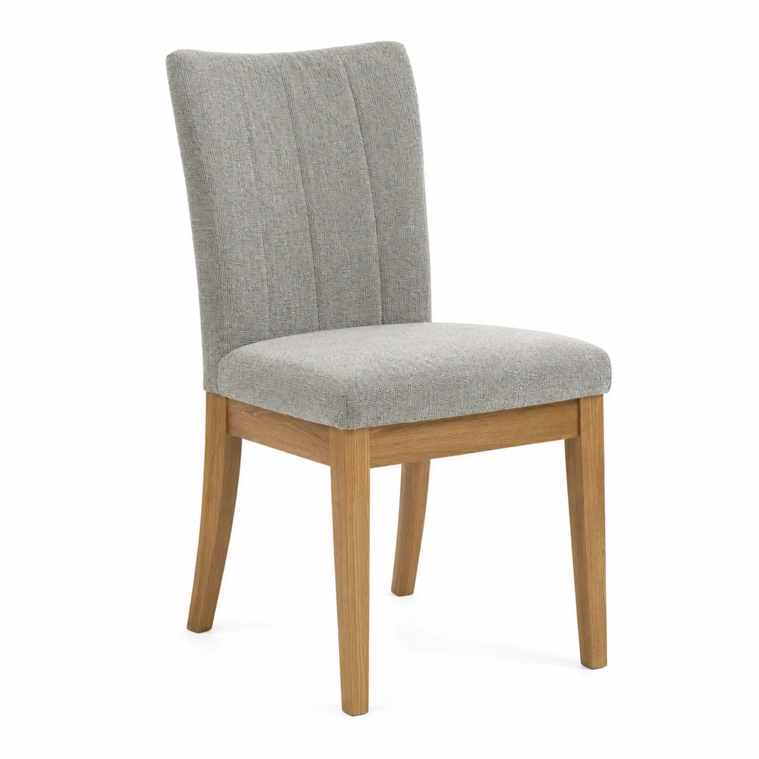 Silla de comedor de poliéster gris con estructura de madera de roble