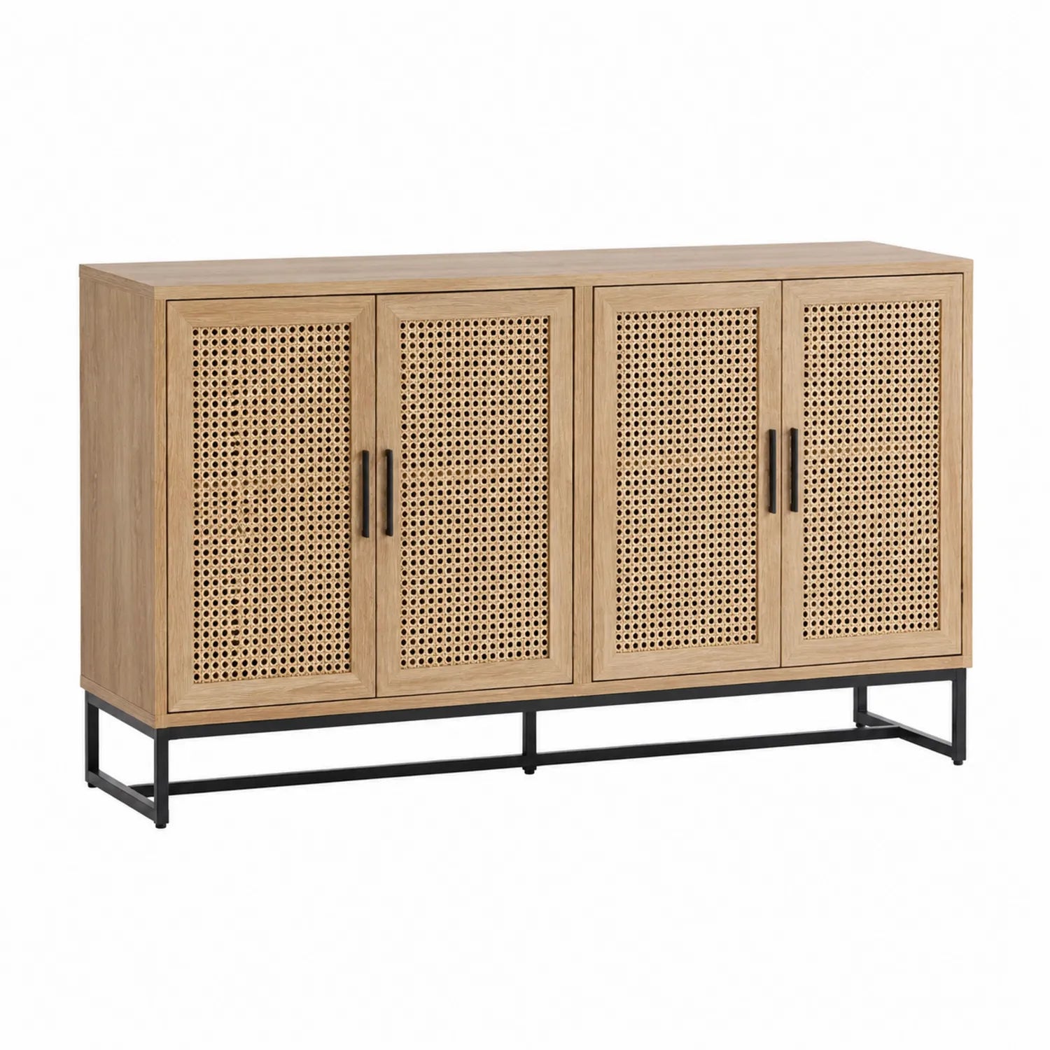 Aparador de madera maciza de mango con puertas de rejilla 120cm