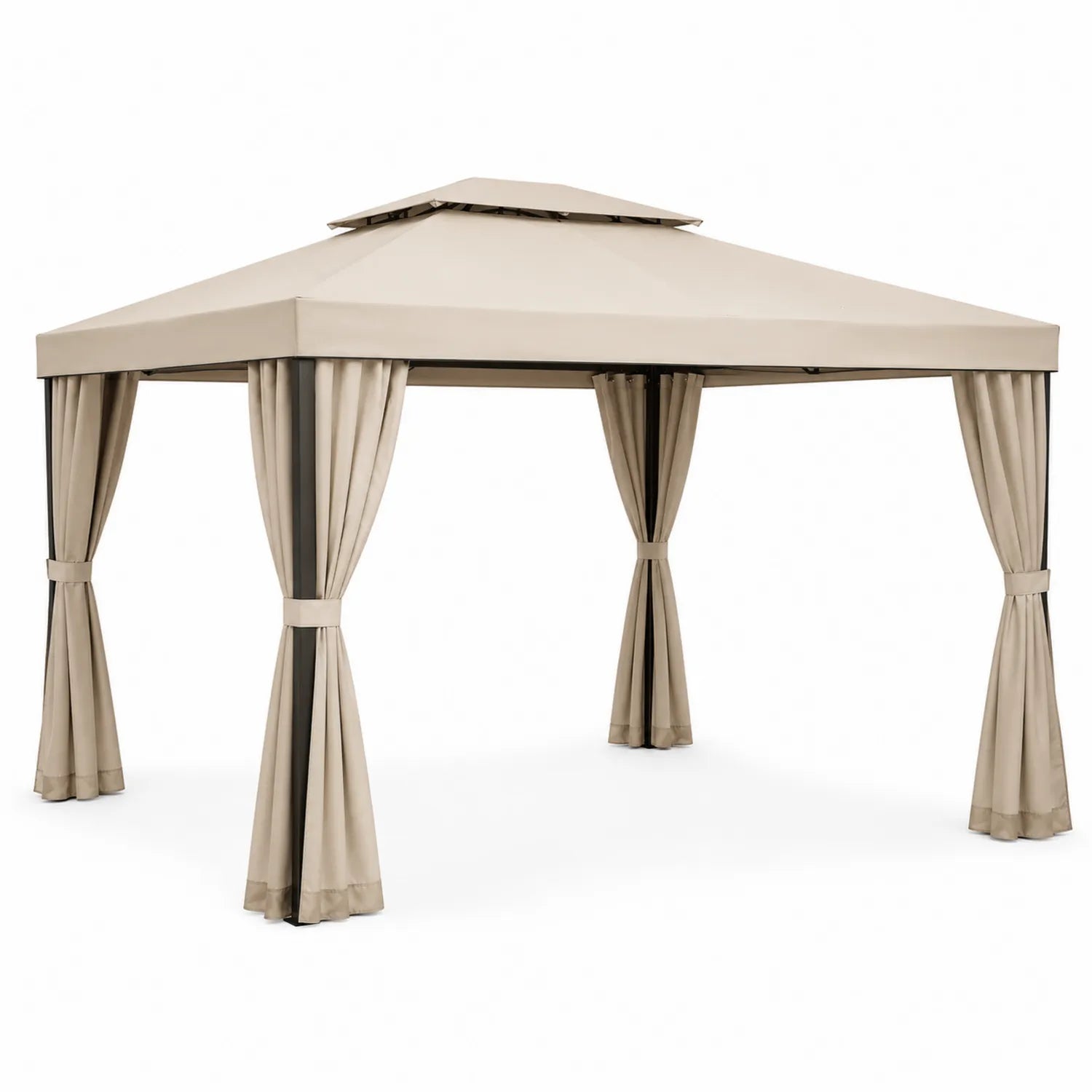 Pérgola de Aluminio 3x3m con Dosel de Tela Beige