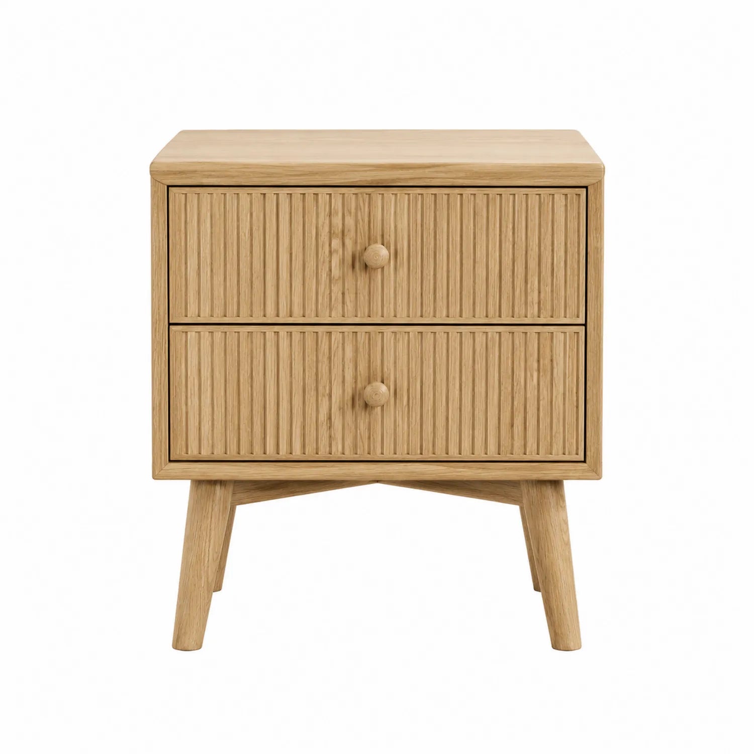 Mesita de noche de madera de roble con 2 cajones