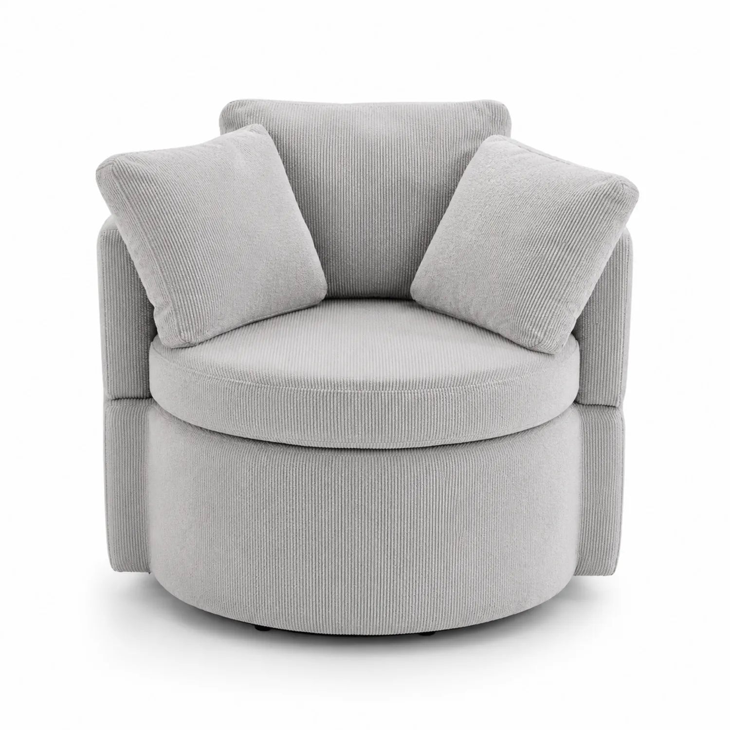 Silla Giratoria de Pana Gris con Cojines