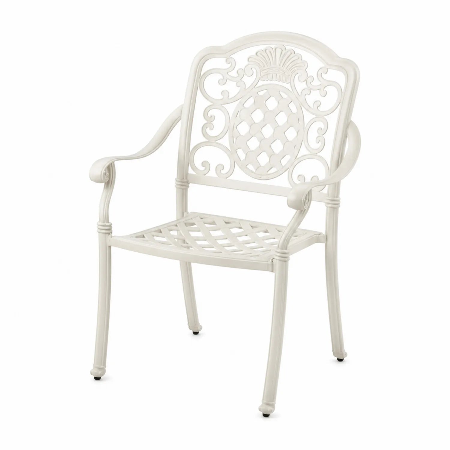 Silla de jardín de aluminio blanco con diseño de piña
