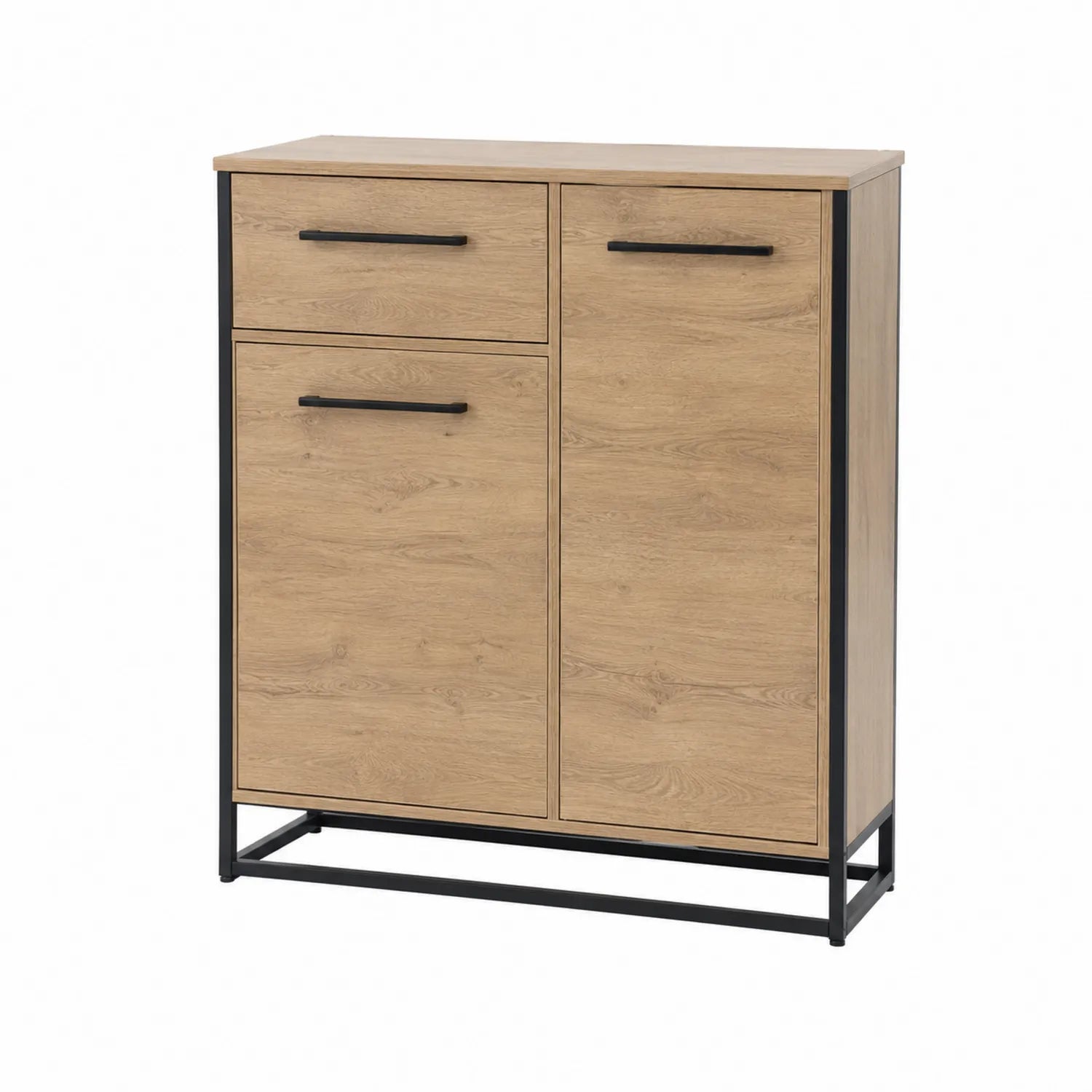Cómoda de Madera con Estructura de Acero 90x35x100 cm
