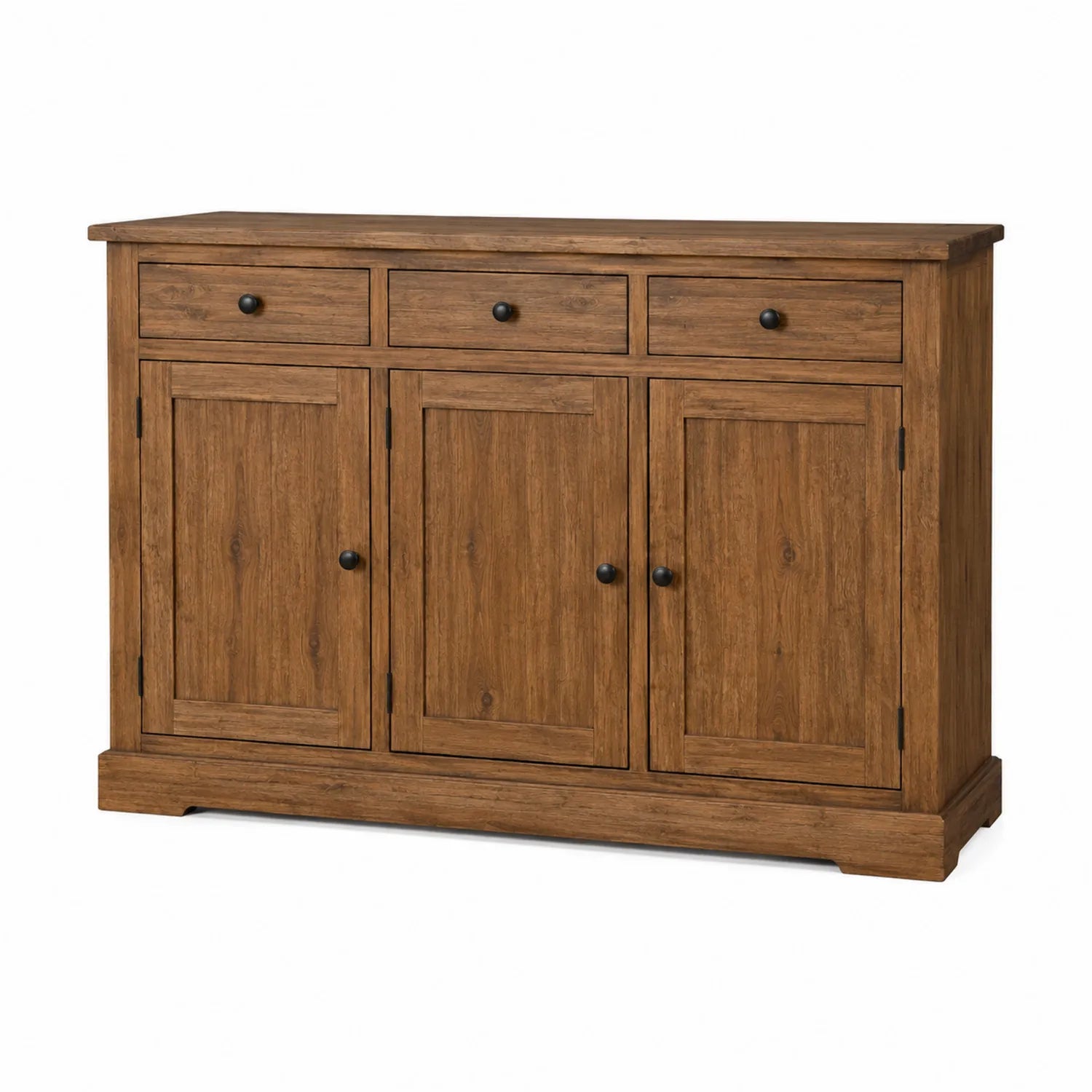 Aparador de Madera de Roble 3 Puertas 3 Cajones 120x40x80 cm